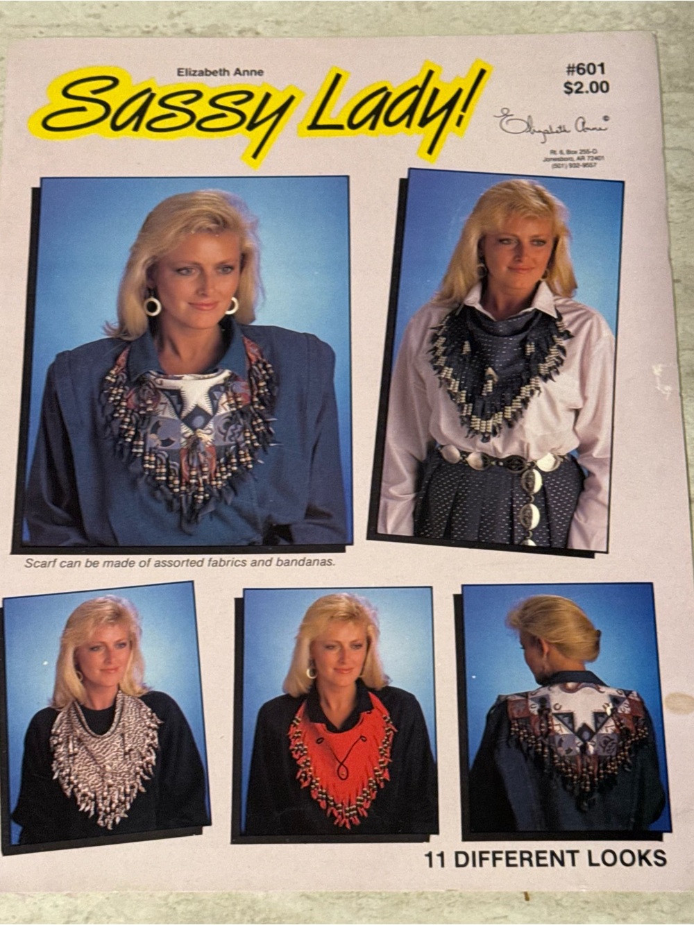 Vintage Sassy Lady Bandana/Scarf Pattern Leaflet 1980s